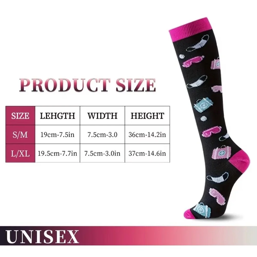 Unisex 20-30 mmHg Compression Socks SM/MED Knee High Medical‎ 3 Pack Whimsigoth